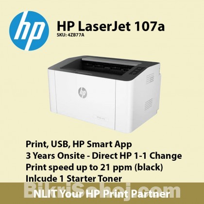 HP Black & White LaserJet 107a Printer